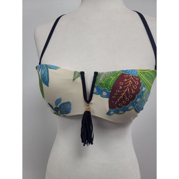 TORY BURCH Women Underwire Bandeau Print White Petite Small - Picture 2 of 11